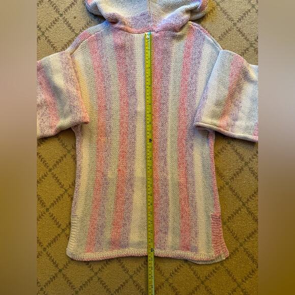Splendid pastel striped knit pullover tunic w hood, ties, kangaroo pocket. XS/S - Picture 11 of 13